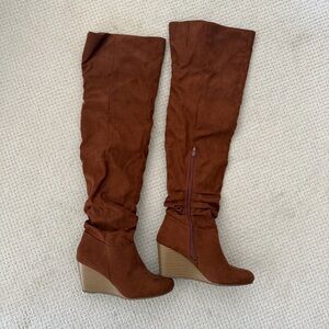 Revel Brown Over-the-Knee Wedge Boots